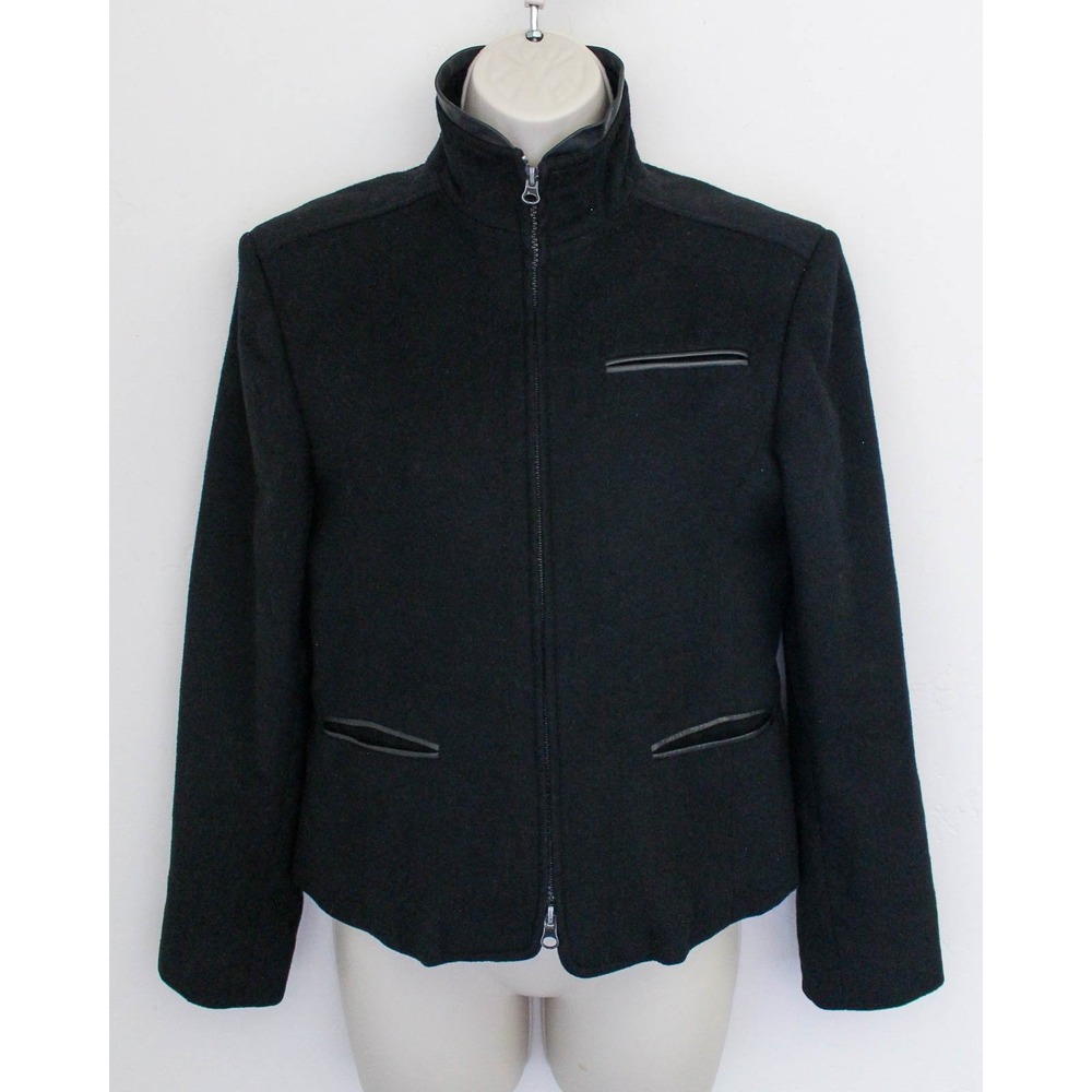 Forte 100% Cashmere Jacket Womens XS Black‎ 100% Cashmere Full Zip Mock Neck